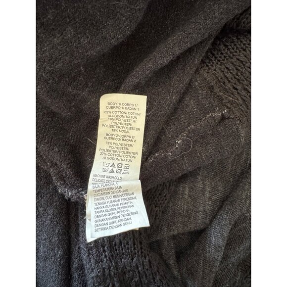 Lucky Brand Womens Cardigan L Open Front Knit Black Heathered Draped - Picture 5 of 7